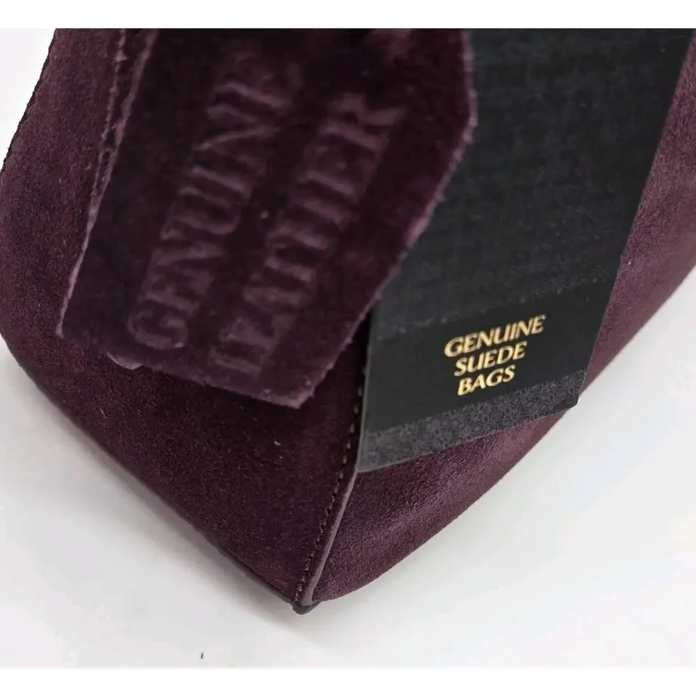 Purple Burgundy Leather Suede Shoulder Bag 11x6x4